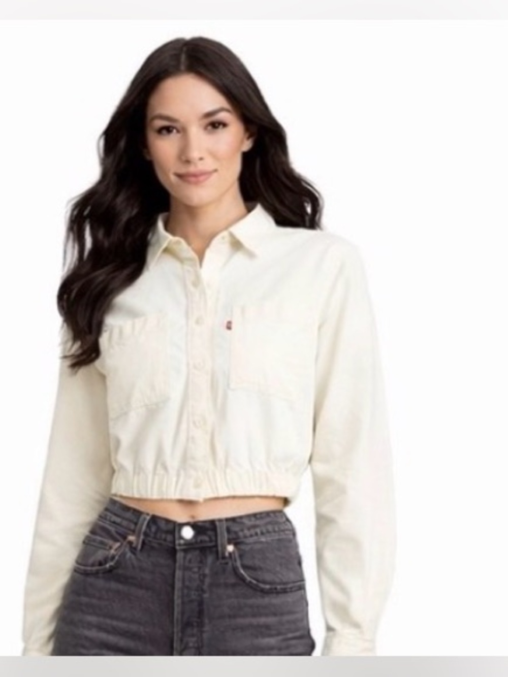 Levi's Women's Cream Cropped cotton jacket